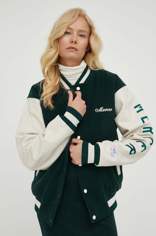 Îmbrăcăminte The Mercer Brand jacheta bomber din lana MEAP233001 verde