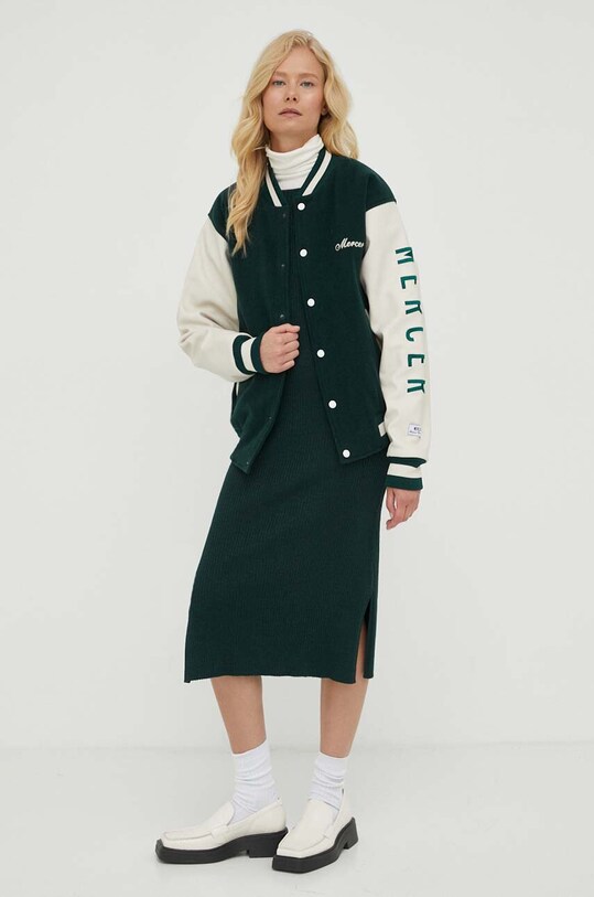 The Mercer Brand jacheta bomber din lana MEAP233001 verde