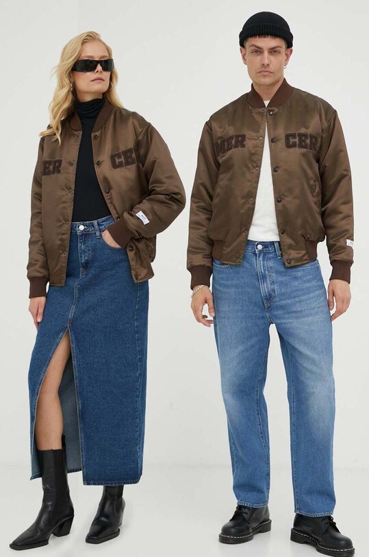 The Mercer Brand kurtka bomber bez kaptura brązowy MEAP233003