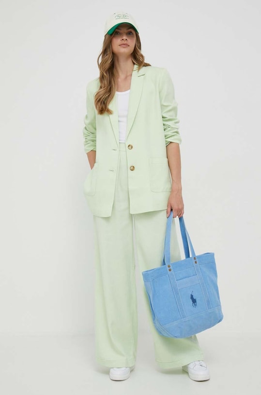 Blazer με μείγμα λινών Pepe Jeans Mirta PL402236.610 πράσινο AW23