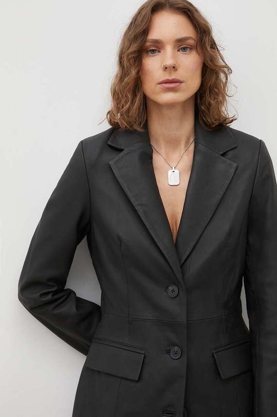 Remain sacou de piele cu captuseala negru 501125100