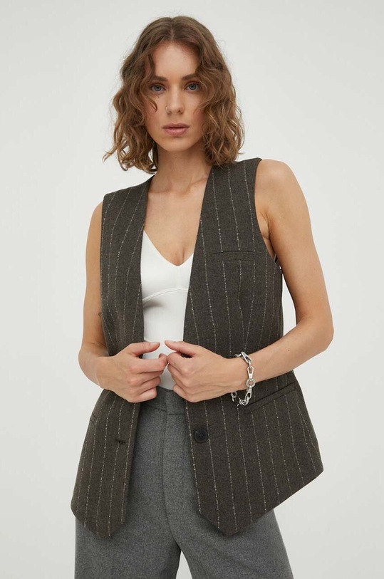 Remain vesta de lana cu captuseala maro 5006301698