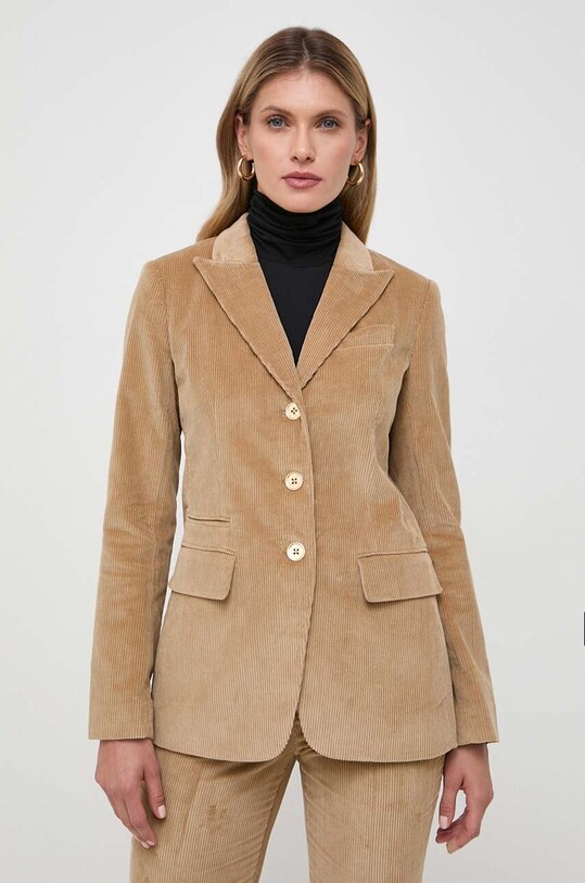 Хлопковый пиджак MICHAEL Michael Kors с подкладкой бежевый MF3100J9LM