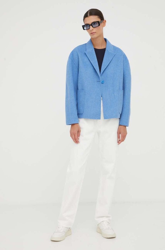 American Vintage geaca de lana DADO17ICH23 albastru AW23
