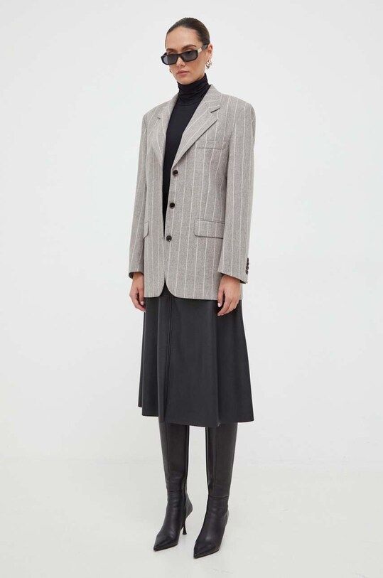 BOSS marynarka wełniana 50510125 szary AW23