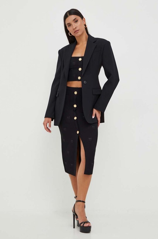 Μπλέιζερ με μίγμα μαλλιού Pinko 102344.A1BA μαύρο AW23