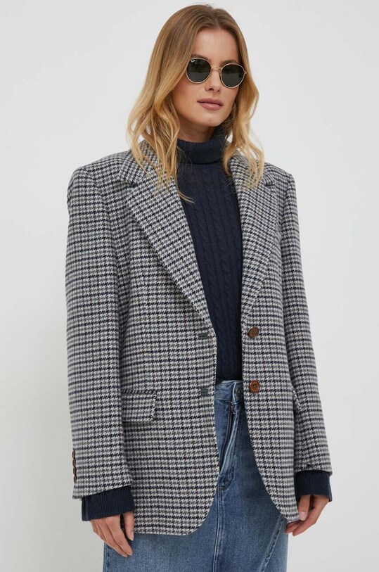 Μάλλινο μπουφάν Tommy Hilfiger WW0WW39735 γκρί AW23