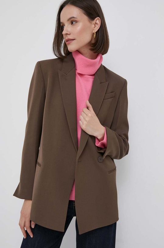 Blazer s příměsí vlny Calvin Klein látka hnědá K20K206715