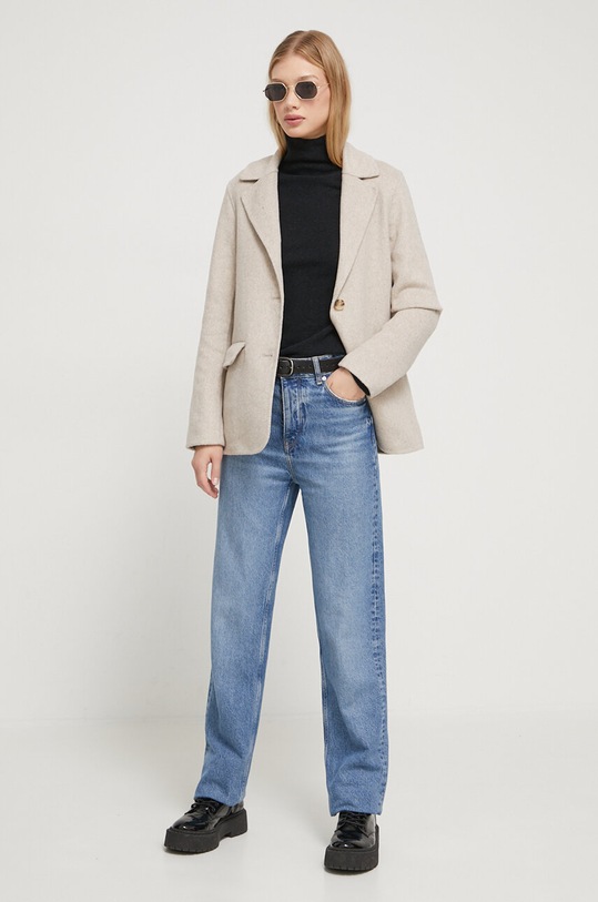 Abercrombie & Fitch marynarka z domieszką wełny KI144.3222.178 beżowy AW23