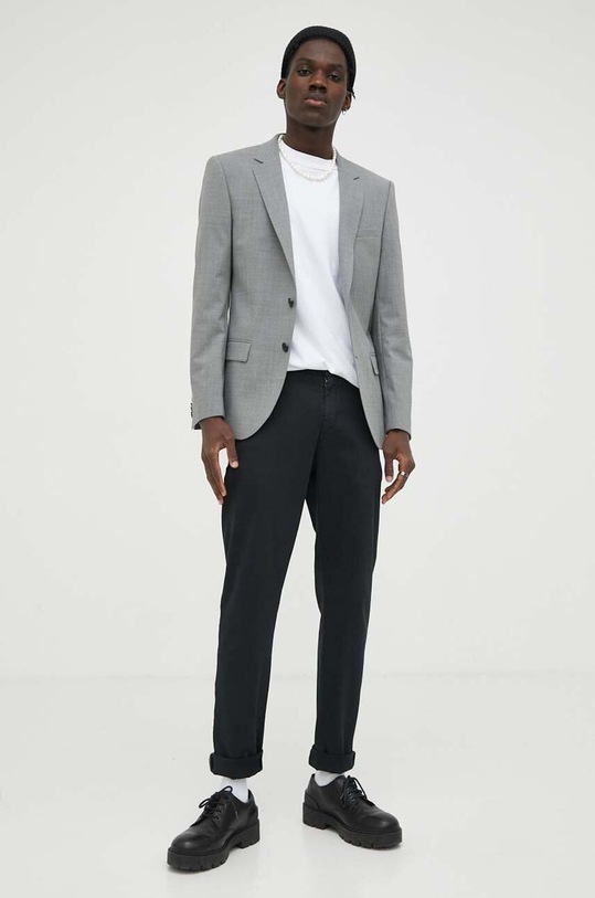 Blazer s příměsí vlny HUGO 50500266 šedá AW23