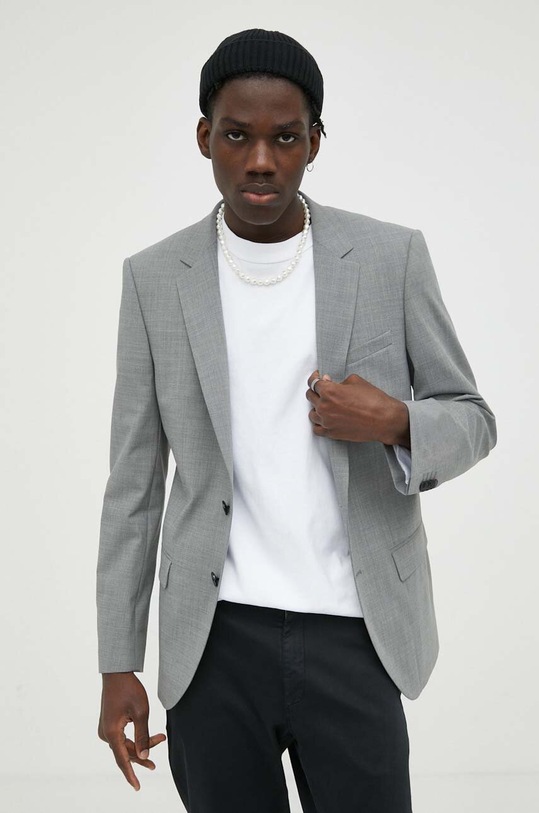 Blazer s příměsí vlny HUGO šedá 50500266