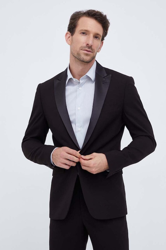 Moška obleka Lindbergh Tkanina črna 30.605004.BLACK