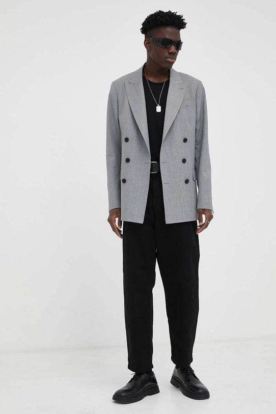 AllSaints marynarka wełniana ANORI BLAZER MJ199Y szary AW23