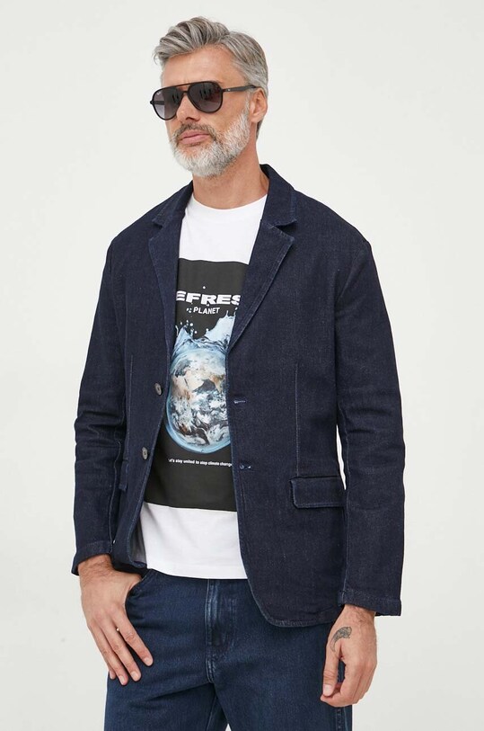 Τζιν μπουφάν Sisley κανονικό σκούρο μπλε 2FRTSW01M.932