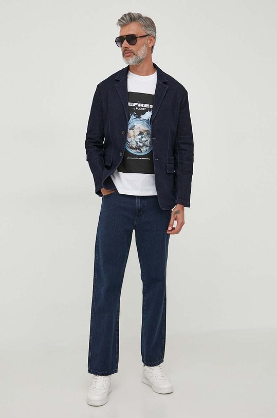 Τζιν μπουφάν Sisley 2FRTSW01M.932 σκούρο μπλε AW23