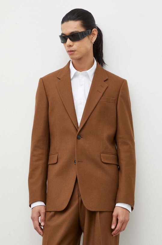 Vlněná bunda Tiger Of Sweden hladký hnědá T71914002