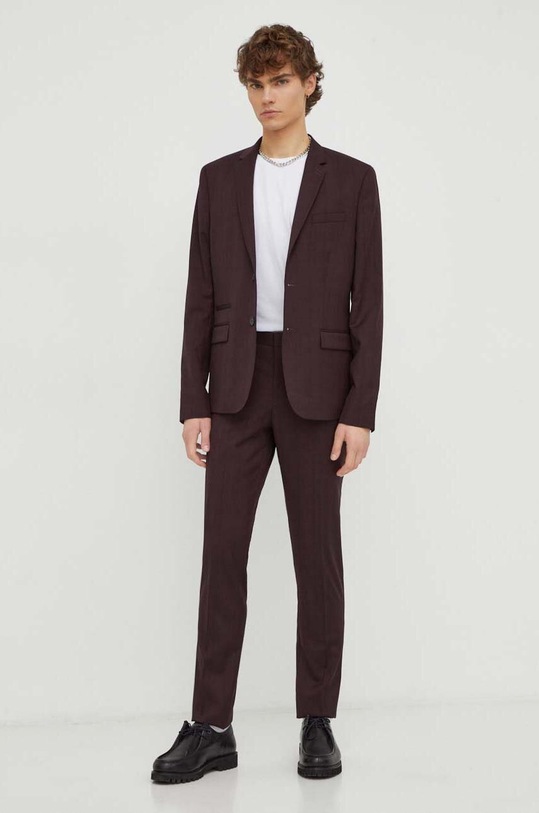 The Kooples marynarka wełniana HVES27025K bordowy AW23
