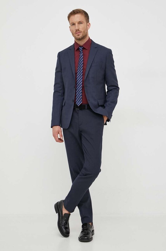 Μάλλινο μπουφάν Calvin Klein K10K112050 σκούρο μπλε AW23