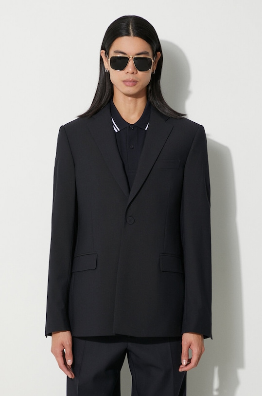 Blazer s příměsí vlny 424 hladký námořnická modř 35424G02.236502