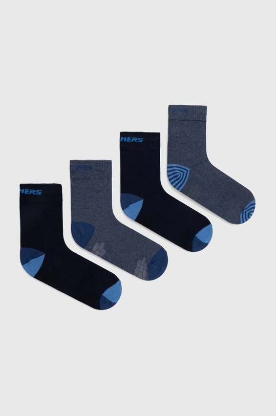 Skechers skarpetki dziecięce MESH VENTILATION ORGANIC STRIPE 4-pack skarpetki długie granatowy SK41092