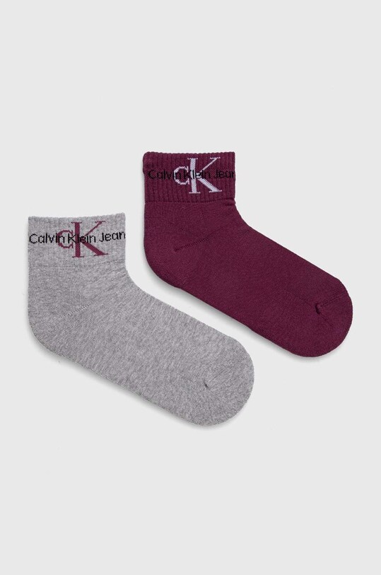 Calvin Klein Jeans skarpetki 2-pack skarpetki krótkie fioletowy 701225317