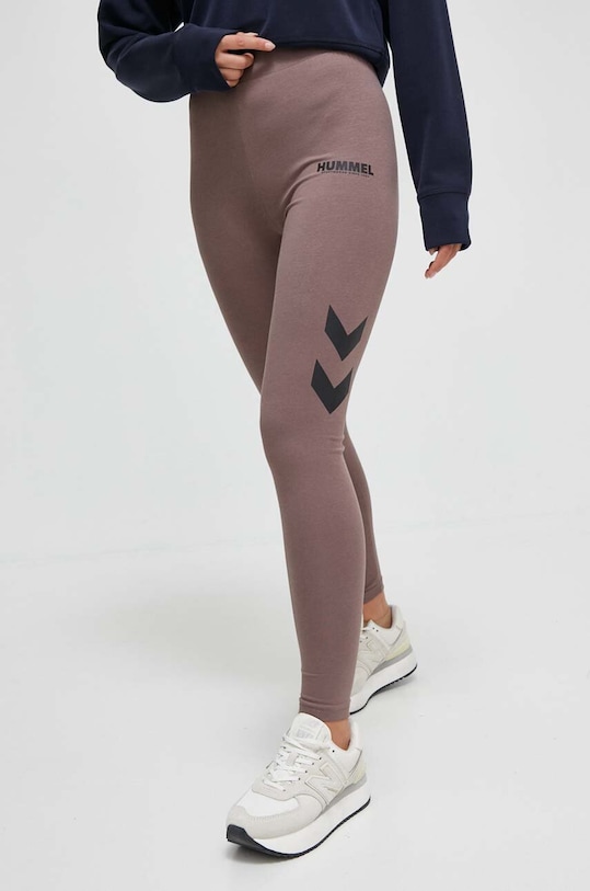 Hummel legginsy hmlLEGACY WOMAN HIGH WAIST TIGHTS z elastanem brązowy 212562