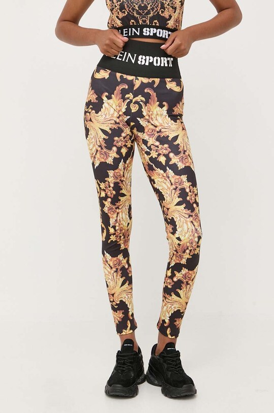 PLEIN SPORT legginsy wzorzyste czarny FACC.WJT1739.SXV018N
