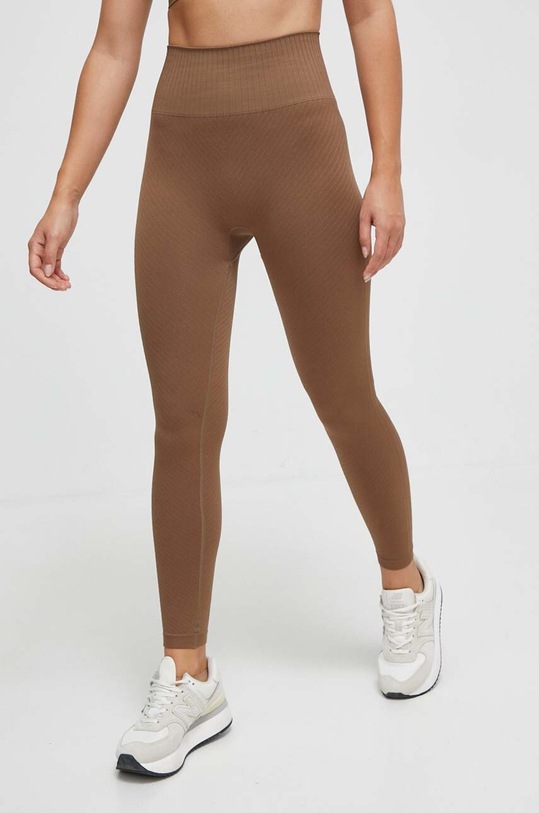 Legíny na jógu Casall Seamless Graphical Rib pletenina hnědá 22610