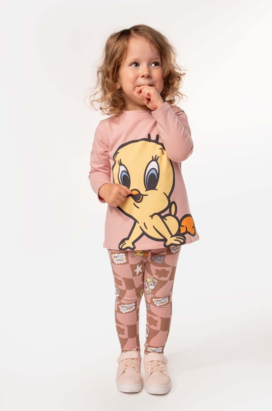 Coccodrillo legginsy niemowlęce wzorzyste brązowy ZC3122104LGL