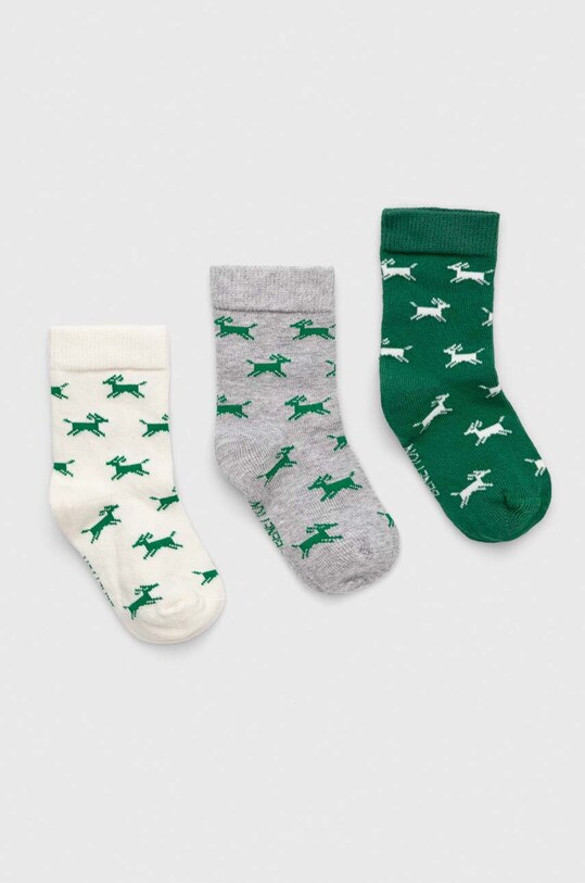 Otroške nogavice United Colors of Benetton 3-pack 6AO30702M.G.SEASONAL zelena AW23