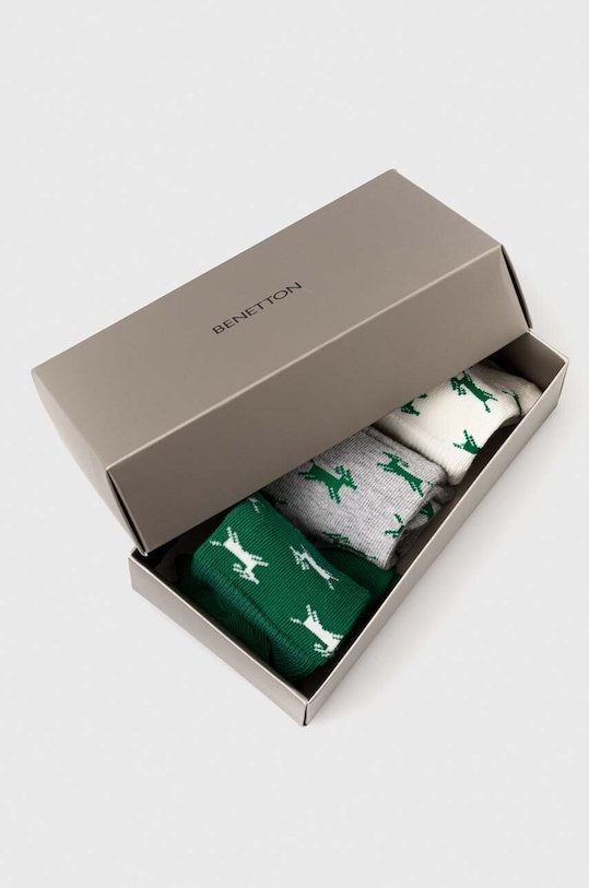 United Colors of Benetton skarpetki dziecięce 3-pack skarpetki długie zielony 6AO30702M.G.SEASONAL