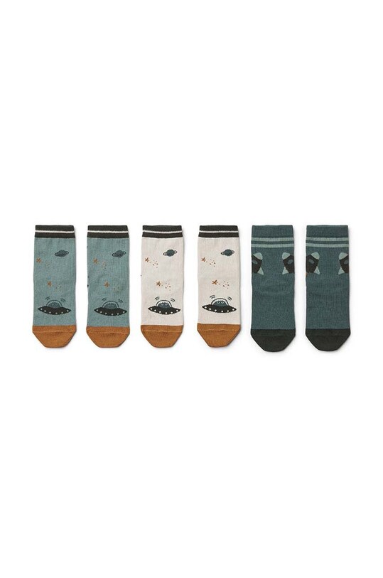 Otroške nogavice Liewood 3-pack LW13070 zelena AW23