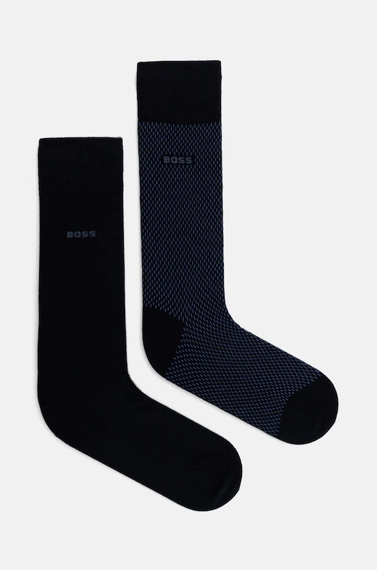 Ponožky BOSS 2-pack hladký námořnická modř 50487872