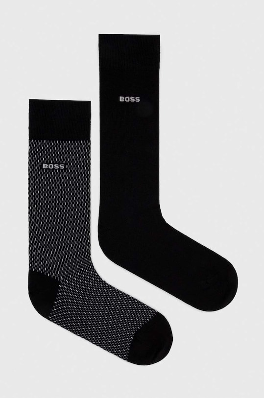 BOSS skarpetki 2-pack wzorzyste czarny 50487872