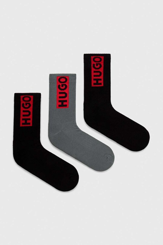 Nogavice HUGO 3-pack Visoke nogavice zelena 50501970