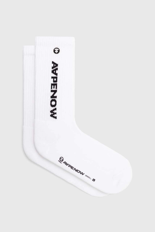 AAPE socks Rib overprint white AS04867