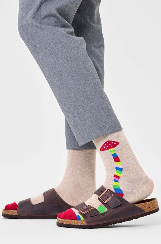 Ρούχα Κάλτσες Happy Socks Mushroom Sock P000052 μπεζ