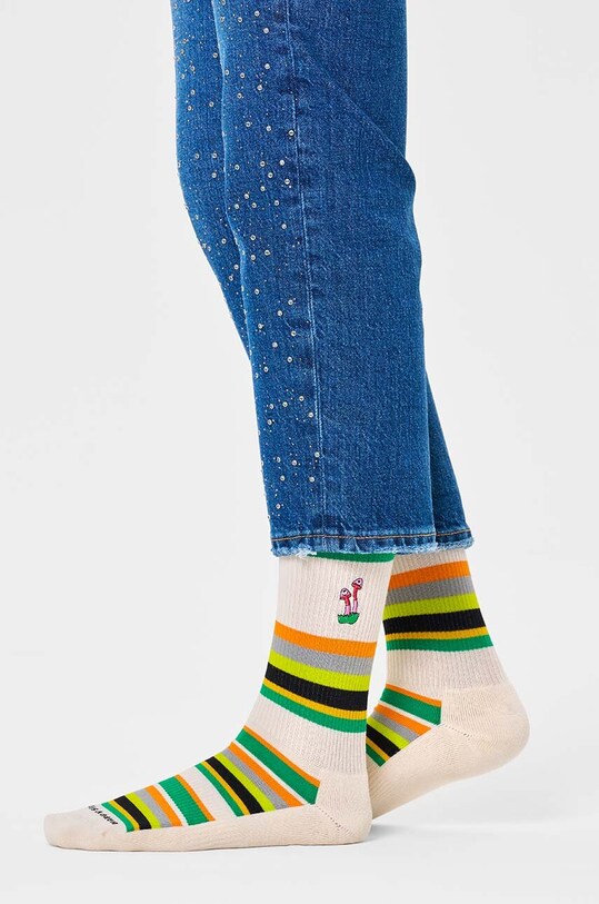 Happy Socks skarpetki Always Grow Crew Sock P000209 beżowy AW23