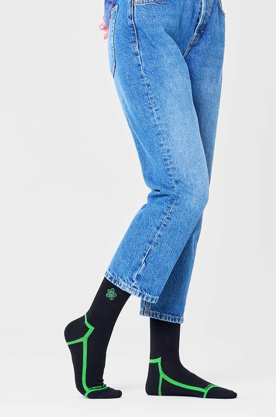 Ponožky Happy Socks Squiggly Flower 3/4 Crew Sock P000221 čierna AW23