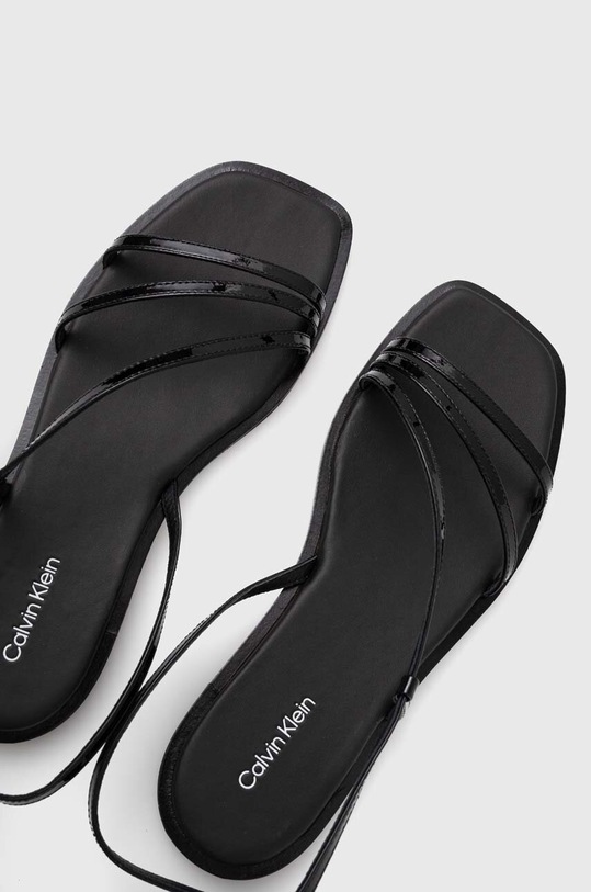 Calvin Klein sandały skórzane SQUARED SANDAL czarny HW0HW01603