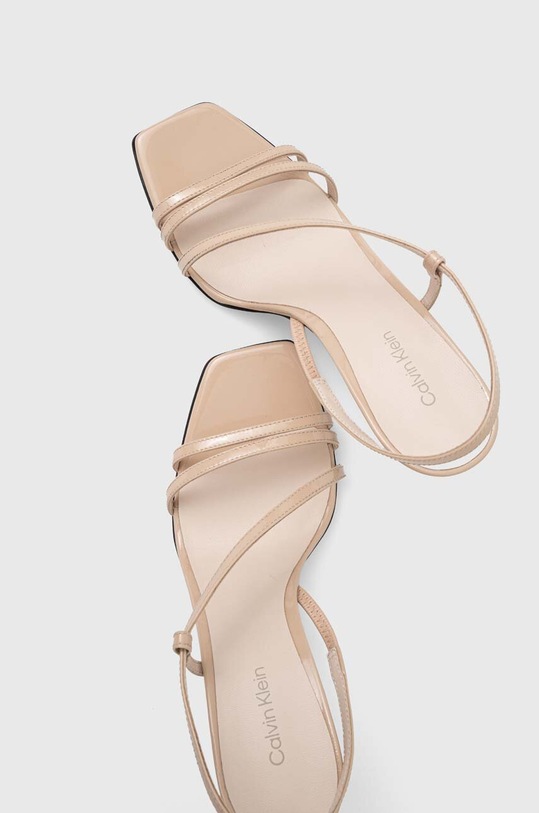 Calvin Klein sandały skórzane GEO STILETTO ASY SAN HW0HW01609 beżowy