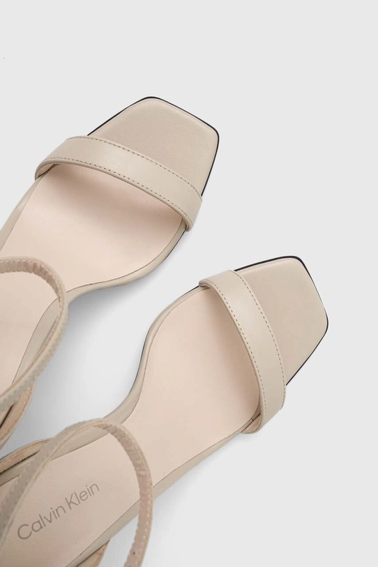 Calvin Klein sandały skórzane GEO STILETTO SANDAL beżowy HW0HW01610