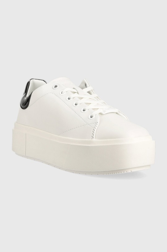 Calvin Klein bőr sportcipő SQUARED FLATFORM CUP HW0HW01775 fehér AW23