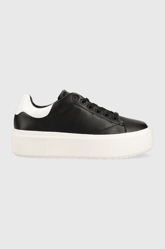 Calvin Klein sneakersy skórzane SQUARED FLATFORM CUP platforma czarny HW0HW01775