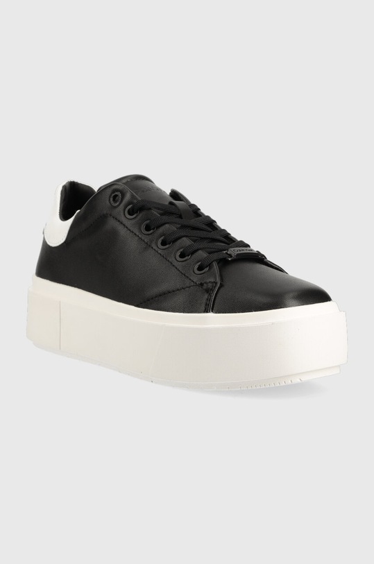 Calvin Klein sneakersy skórzane SQUARED FLATFORM CUP HW0HW01775 czarny AW23