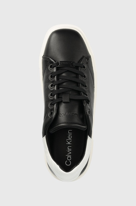 Calvin Klein sneakersy skórzane SQUARED FLATFORM CUP czarny HW0HW01775