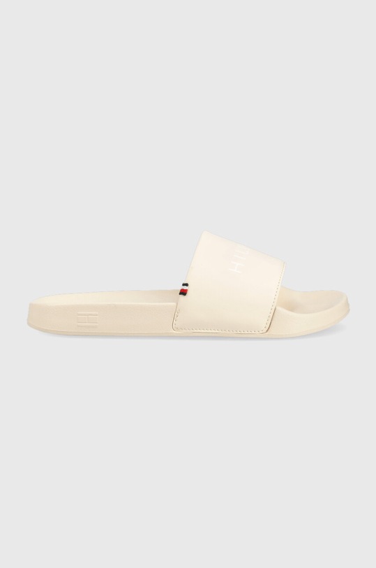 Pantofle Tommy Hilfiger FEMININE SEASONAL plochý béžová FW0FW07257