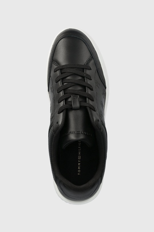 Usnjene superge Tommy Hilfiger EMBOSSED COURT SNEAKER črna FW0FW07297