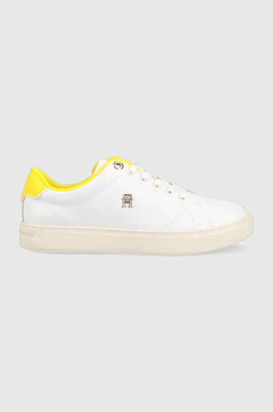Δερμάτινα αθλητικά παπούτσια Tommy Hilfiger ELEVATED ESSENTIAL COURT SNEAKER φλατ λευκό FW0FW07377