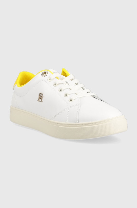 Δερμάτινα αθλητικά παπούτσια Tommy Hilfiger ELEVATED ESSENTIAL COURT SNEAKER FW0FW07377 λευκό AW23